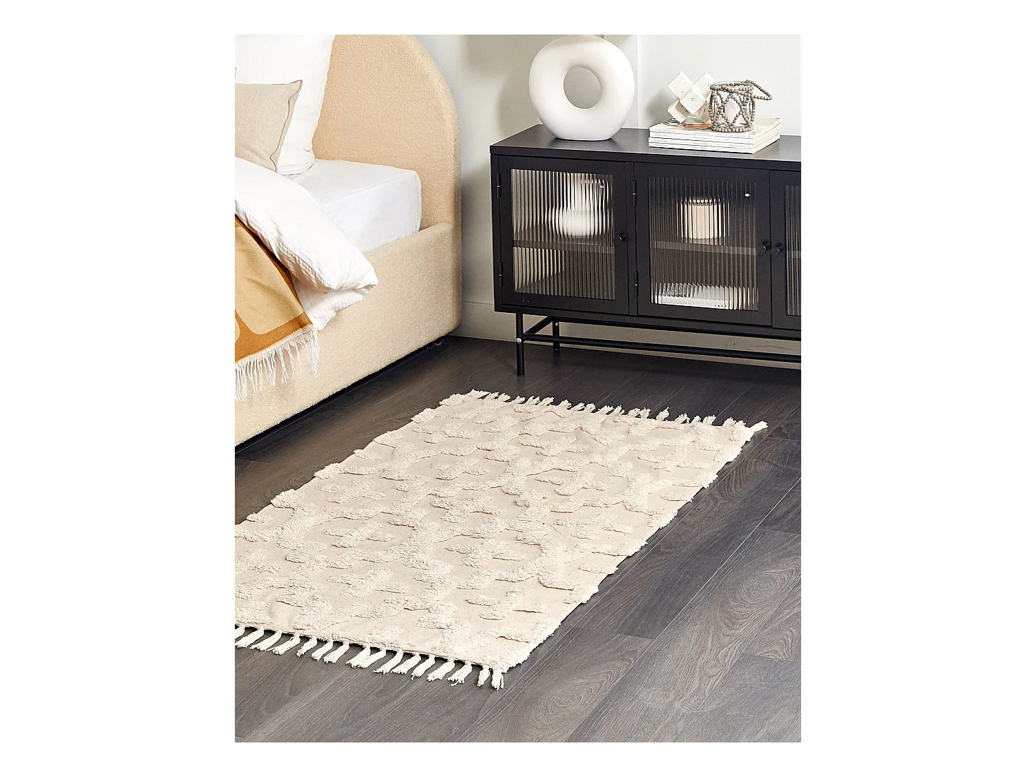 Alfombra de algodón beige claro 80 x 150 cm ITANAGAR