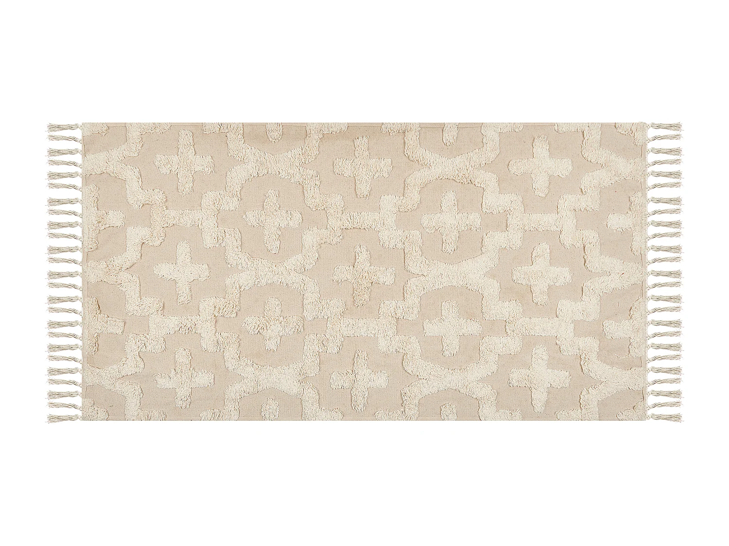 Teppich Baumwolle beige mit geometrischem Muster rechteckig 80x150 cm Itanagar