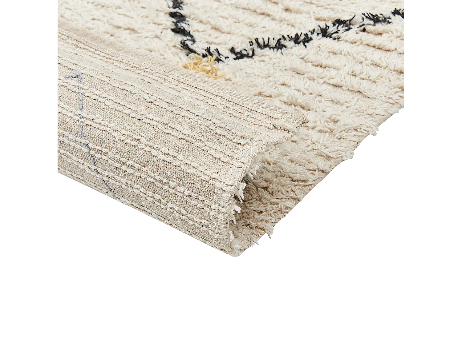 Baumwollteppich geometrisches Muster handgetuftet 80 x 150 cm beige TEZPUR