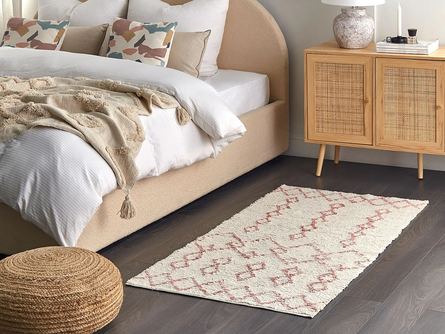 Tapis en coton 80 x 150 cm beige et rose BUXAR