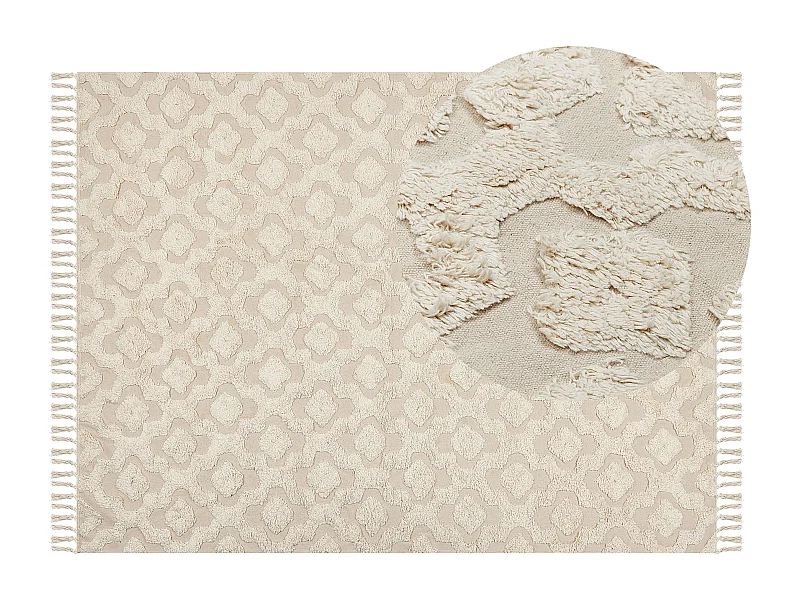 Teppich Baumwolle beige mit geometrischem Muster rechteckig 160 x 230 cm Aksaray