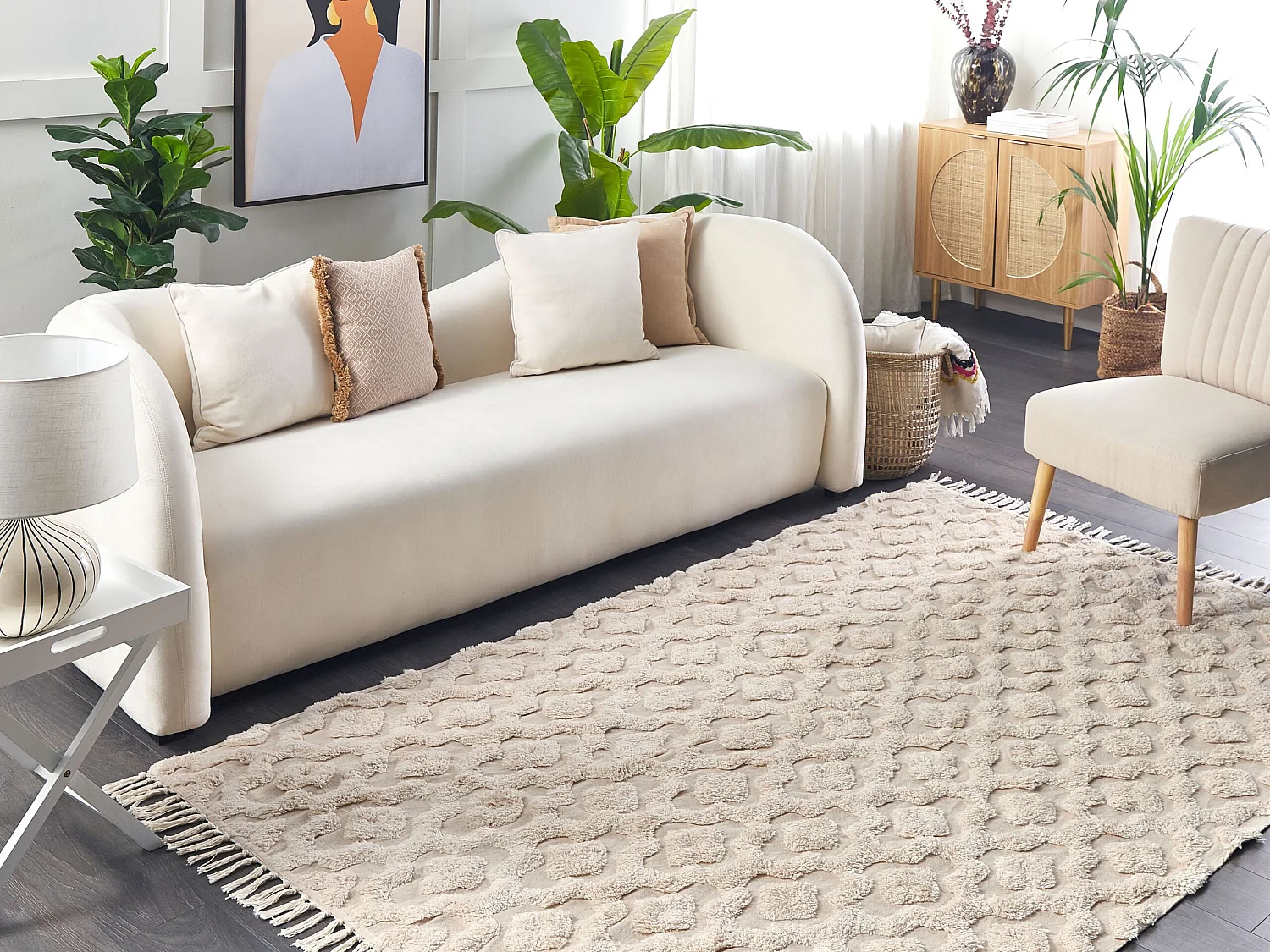 Tapis en coton 160 x 230 cm beige AKSARAY