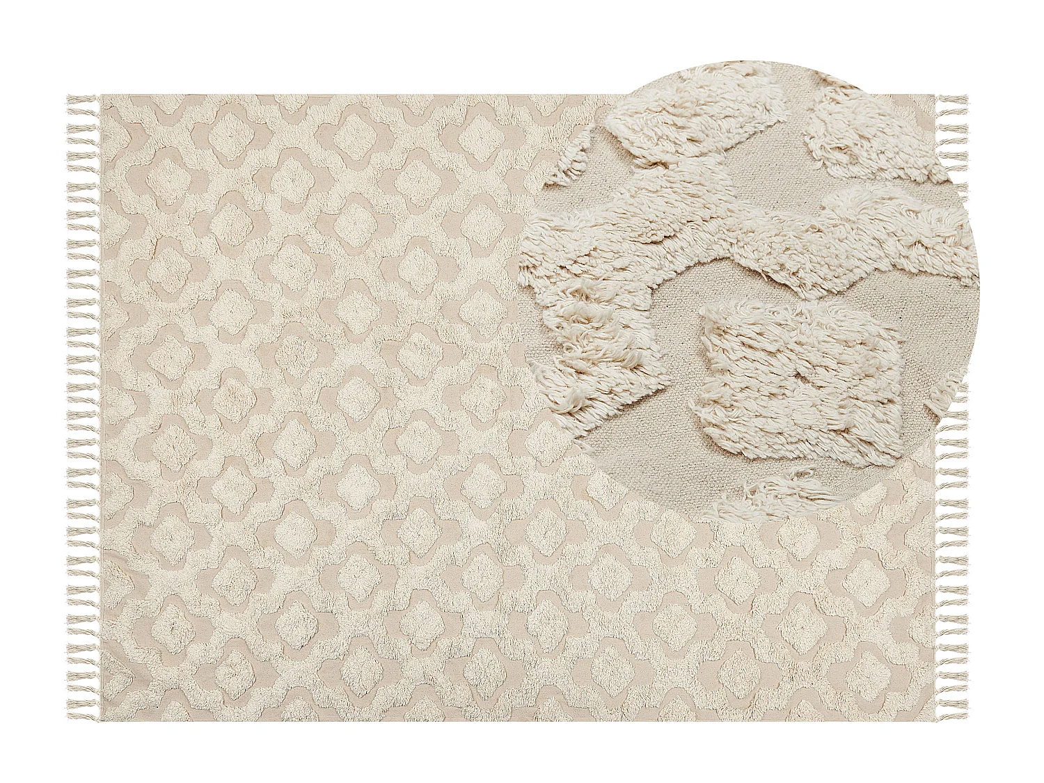 Teppich Baumwolle beige mit geometrischem Muster rechteckig 160 x 230 cm Aksaray