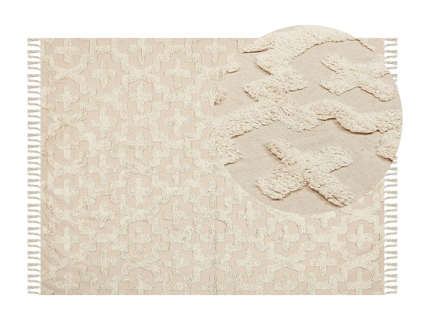 Teppich Baumwolle beige mit geometrischem Muster rechteckig 160x230 cm Itanagar