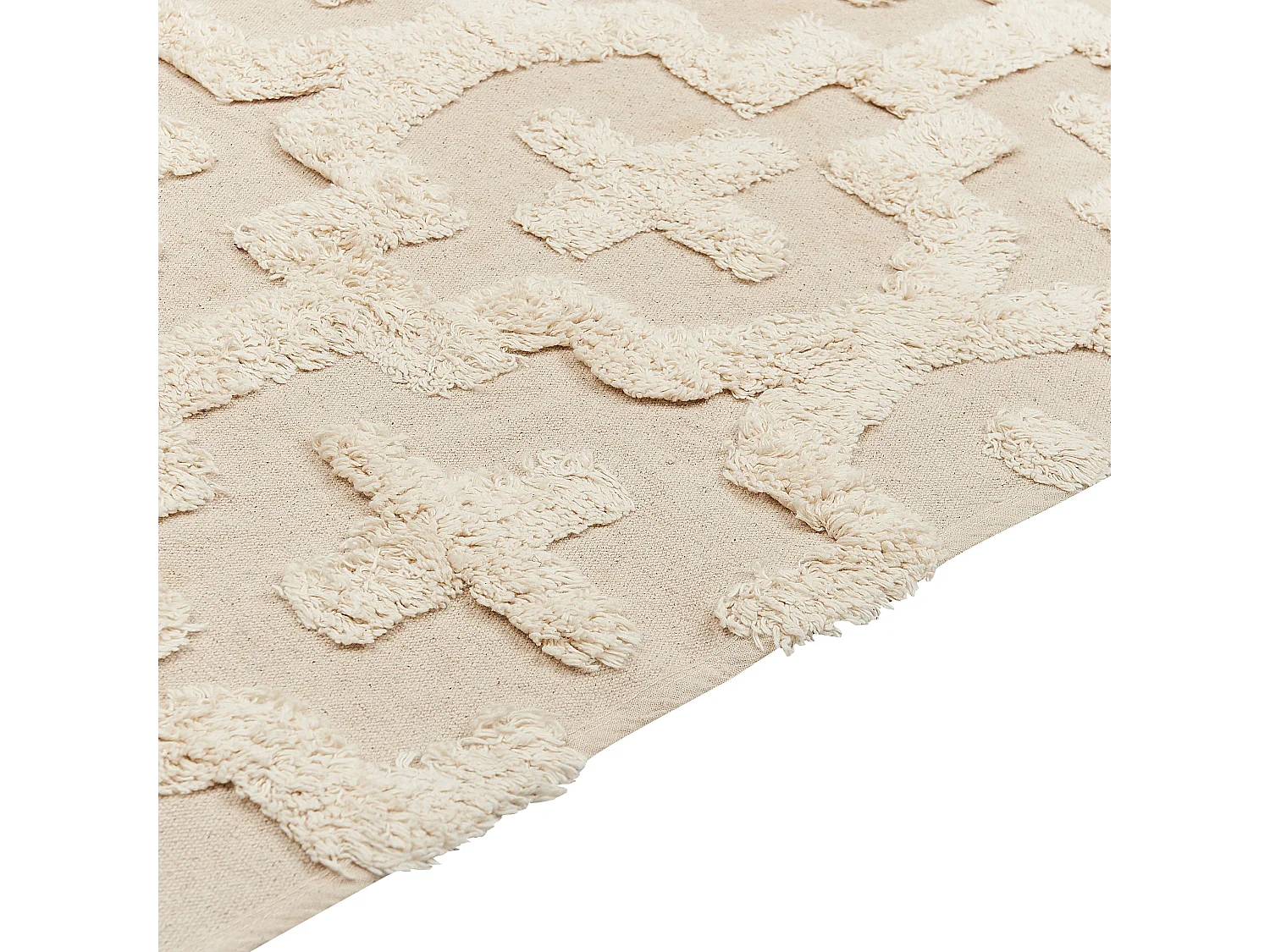 Teppich Baumwolle beige mit geometrischem Muster rechteckig 160x230 cm Itanagar