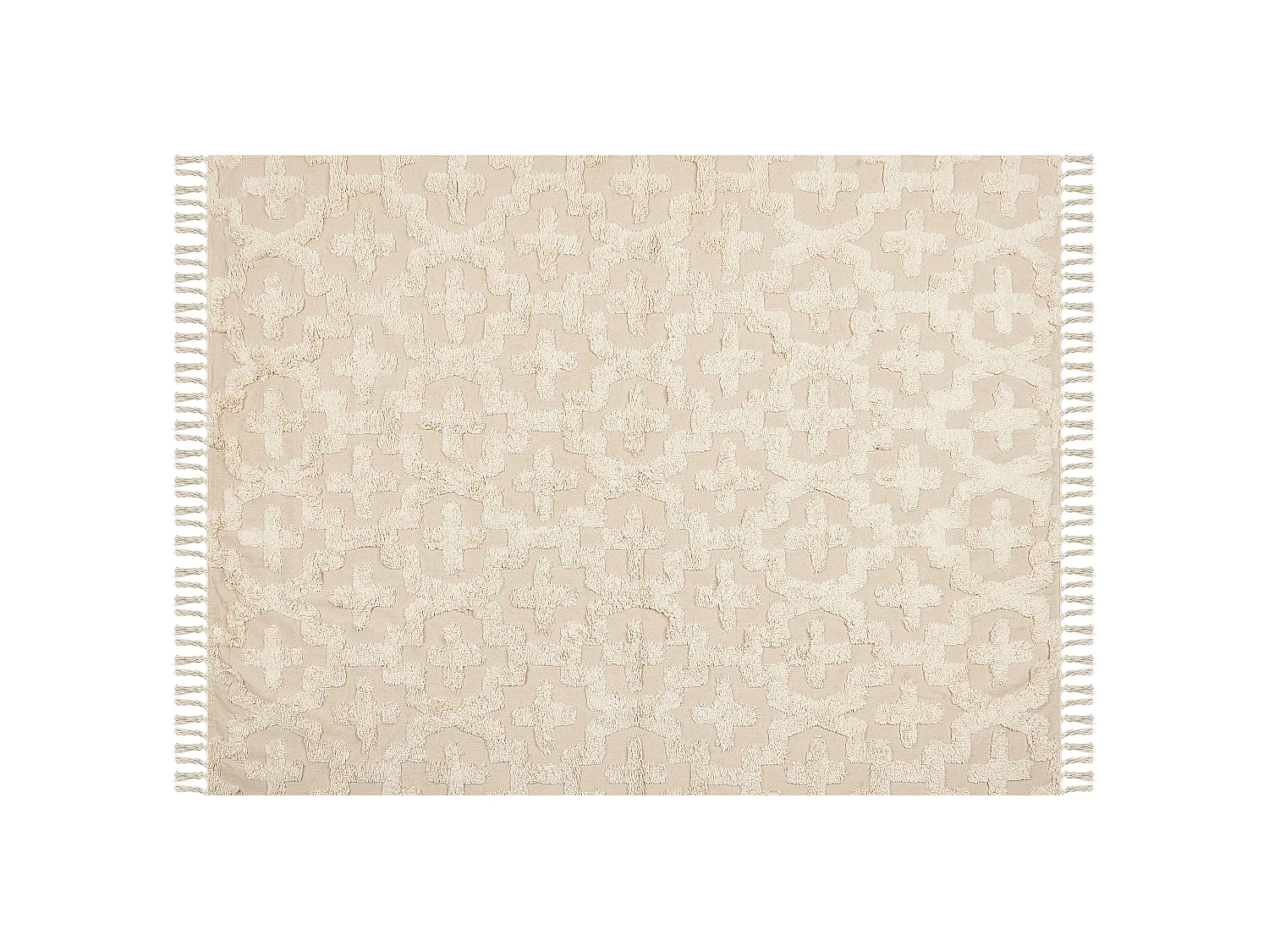 Teppich Baumwolle hellbeige 160 x 230 cm geometrisches Muster Kurzflor ITANAGAR