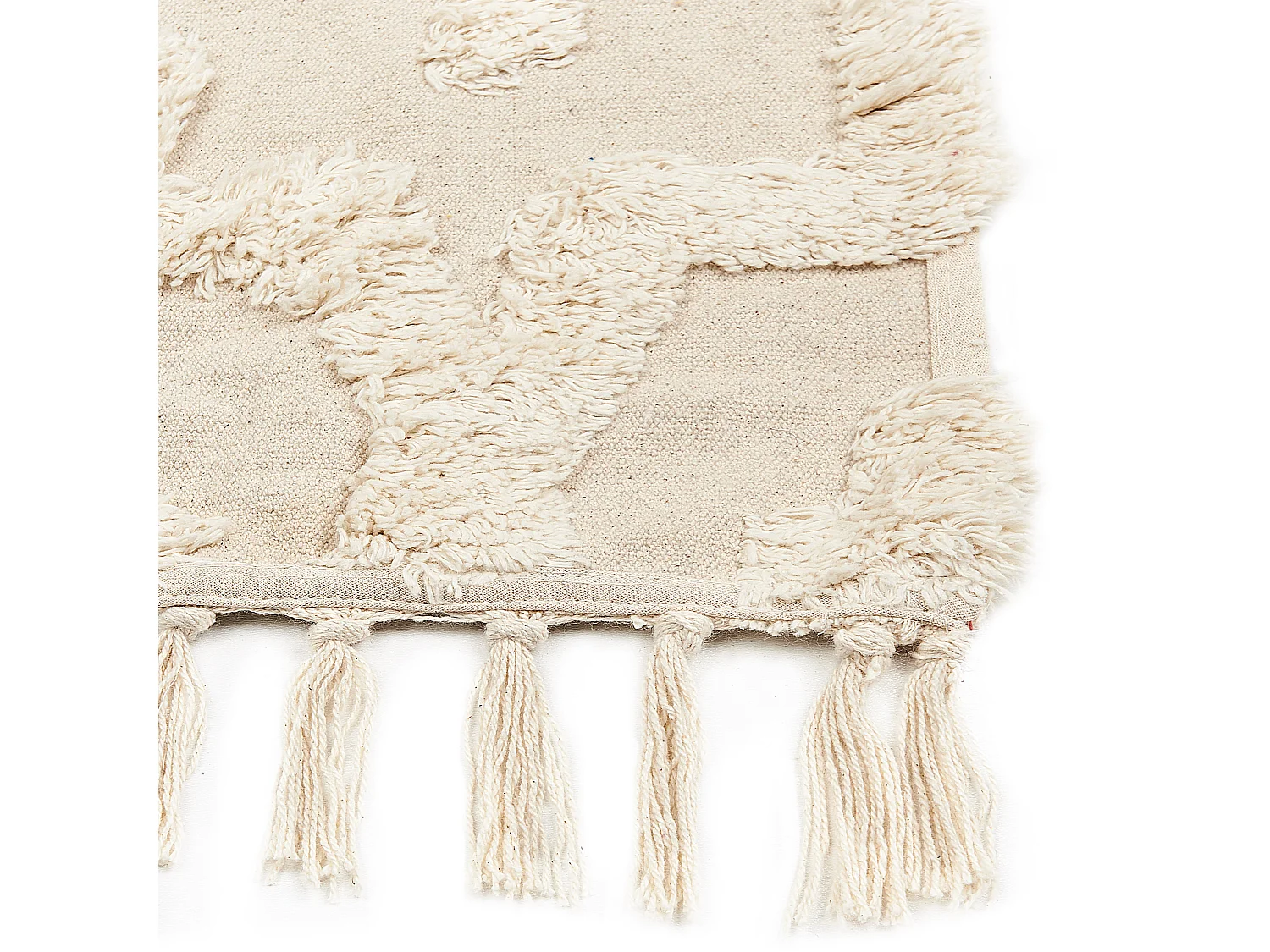 Teppich Baumwolle hellbeige 160 x 230 cm geometrisches Muster Kurzflor ITANAGAR
