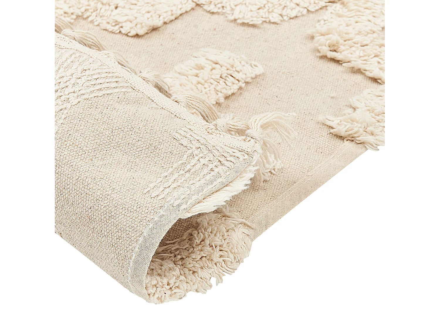 Teppich Baumwolle hellbeige 160 x 230 cm geometrisches Muster Kurzflor ITANAGAR
