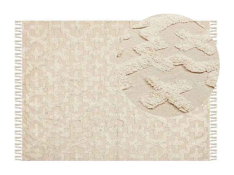 Tappeto cotone beige chiaro 160 x 200 cm ITANAGAR