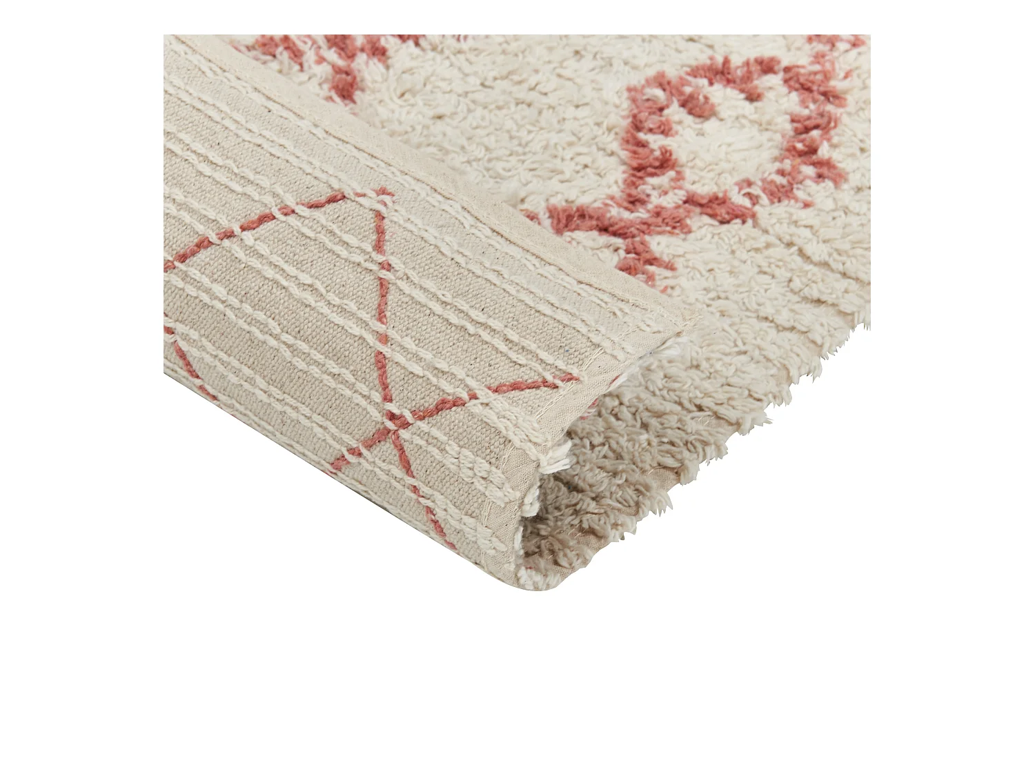 Alfombra de algodón beige/rosa 140 x 200 cm BUXAR