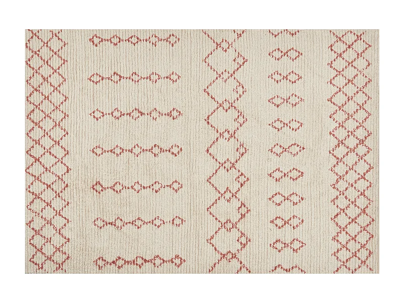 Tapete de algodão creme e rosa 140 x 200 cm BUXAR