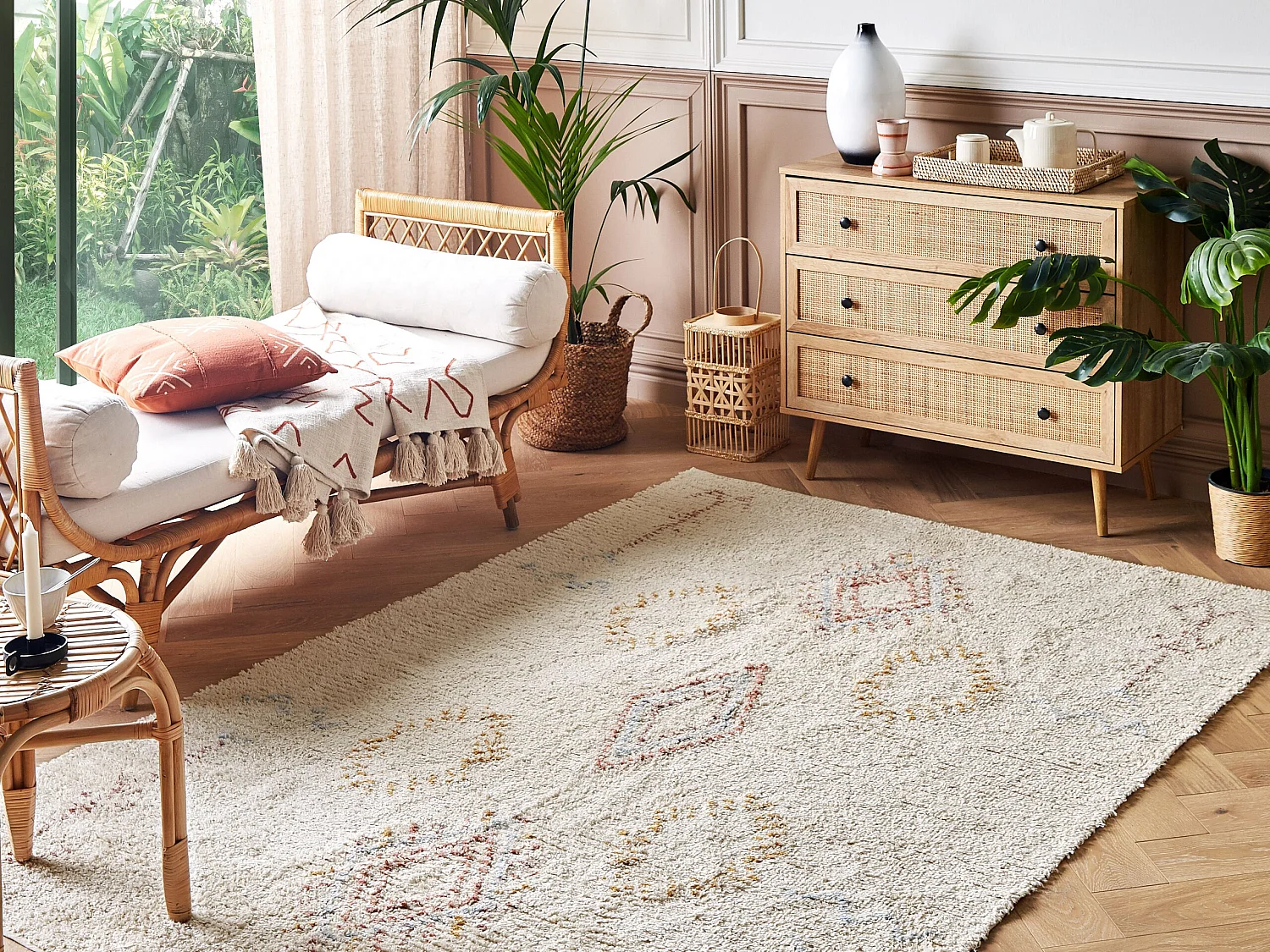 Tapis en coton 160 x 230 cm beige BETTIAH