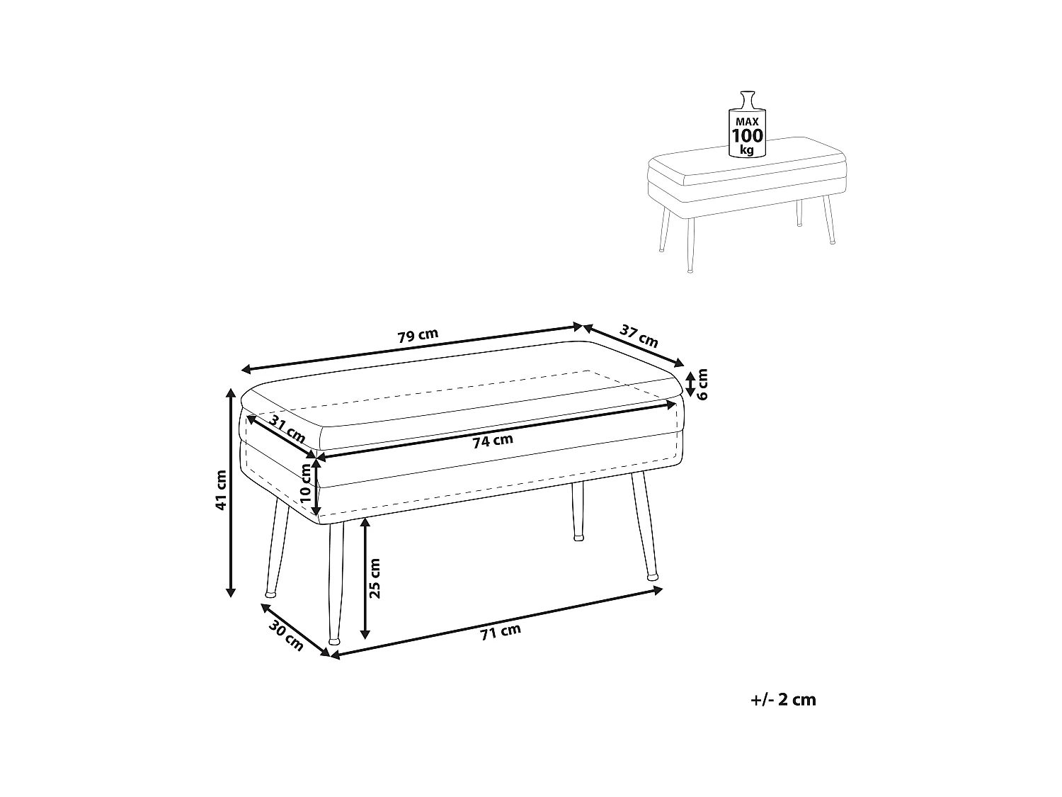 Banc de rangement DURHAM Velours Vert foncé