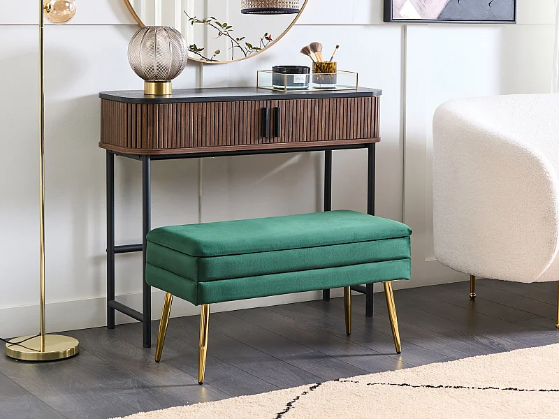 Banc de rangement DURHAM Velours Vert foncé