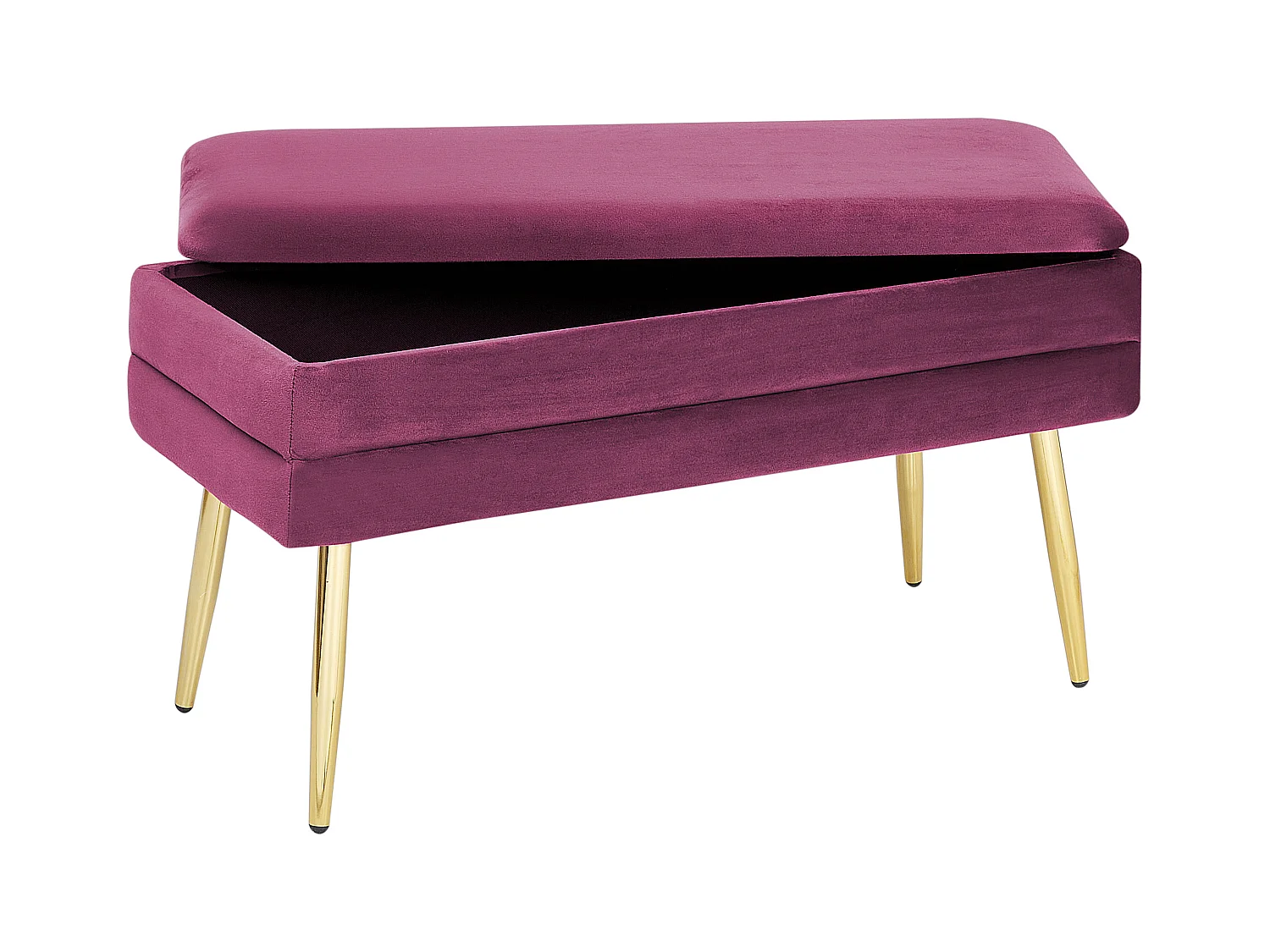 Banc de rangement DURHAM Velours Rouge Bordeaux