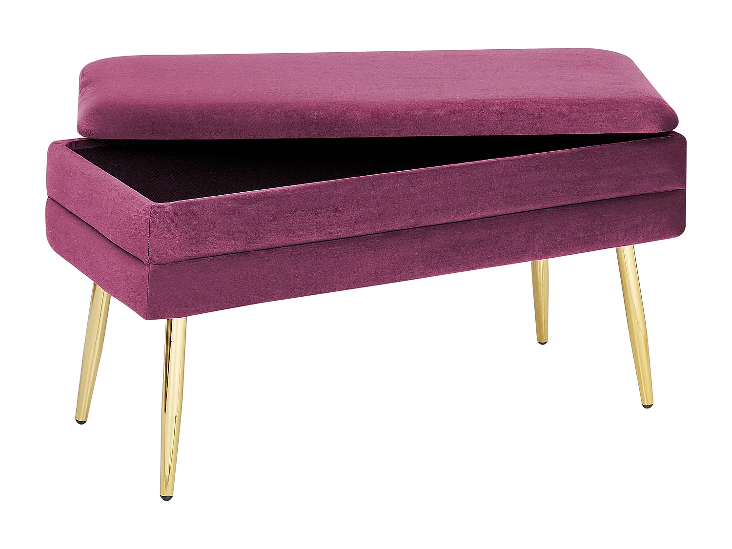 Banc de rangement DURHAM Velours Rouge Bordeaux