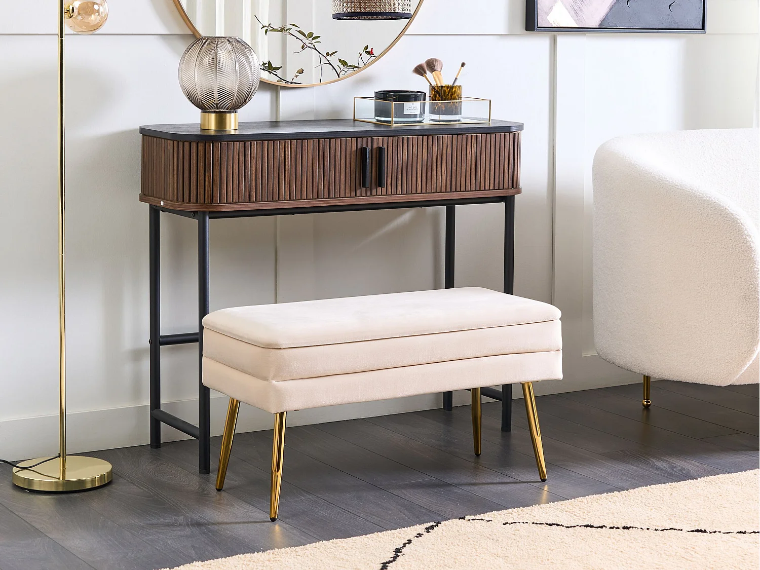 Cassapanca DURHAM Velluto Crema