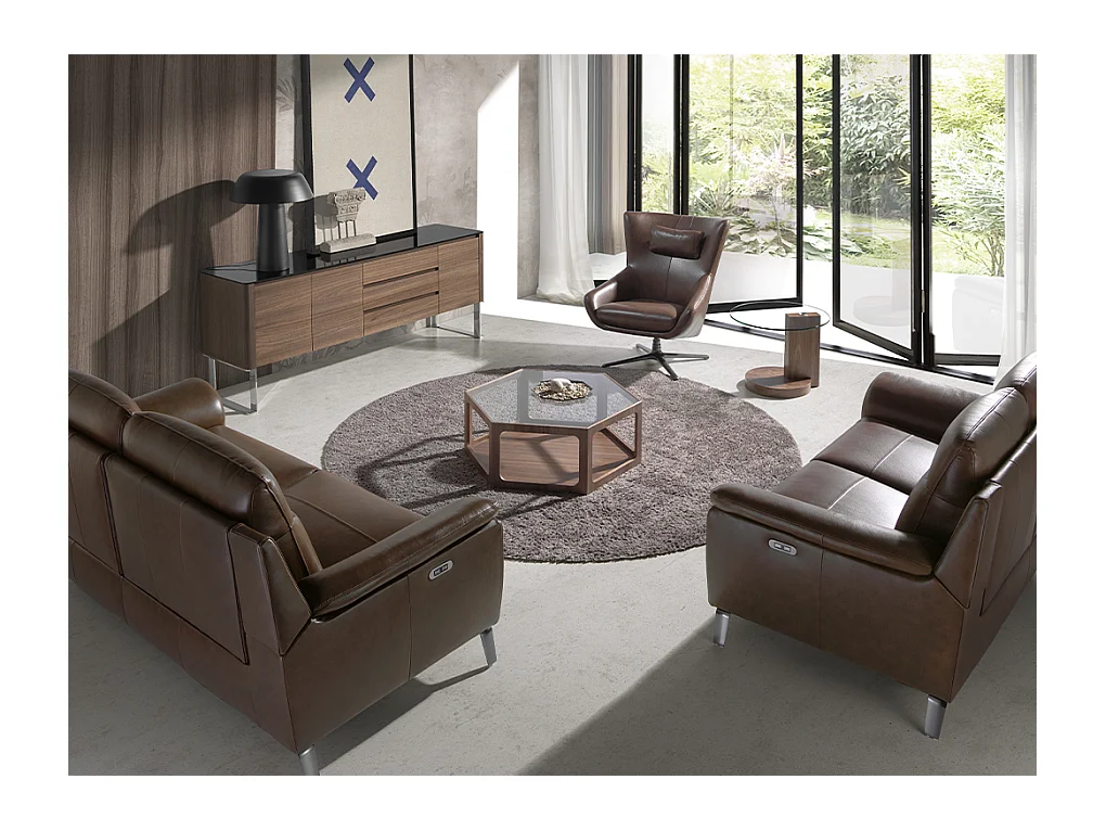 Fauteuil pivotant en cuir brun 5089 ANGEL CERDA