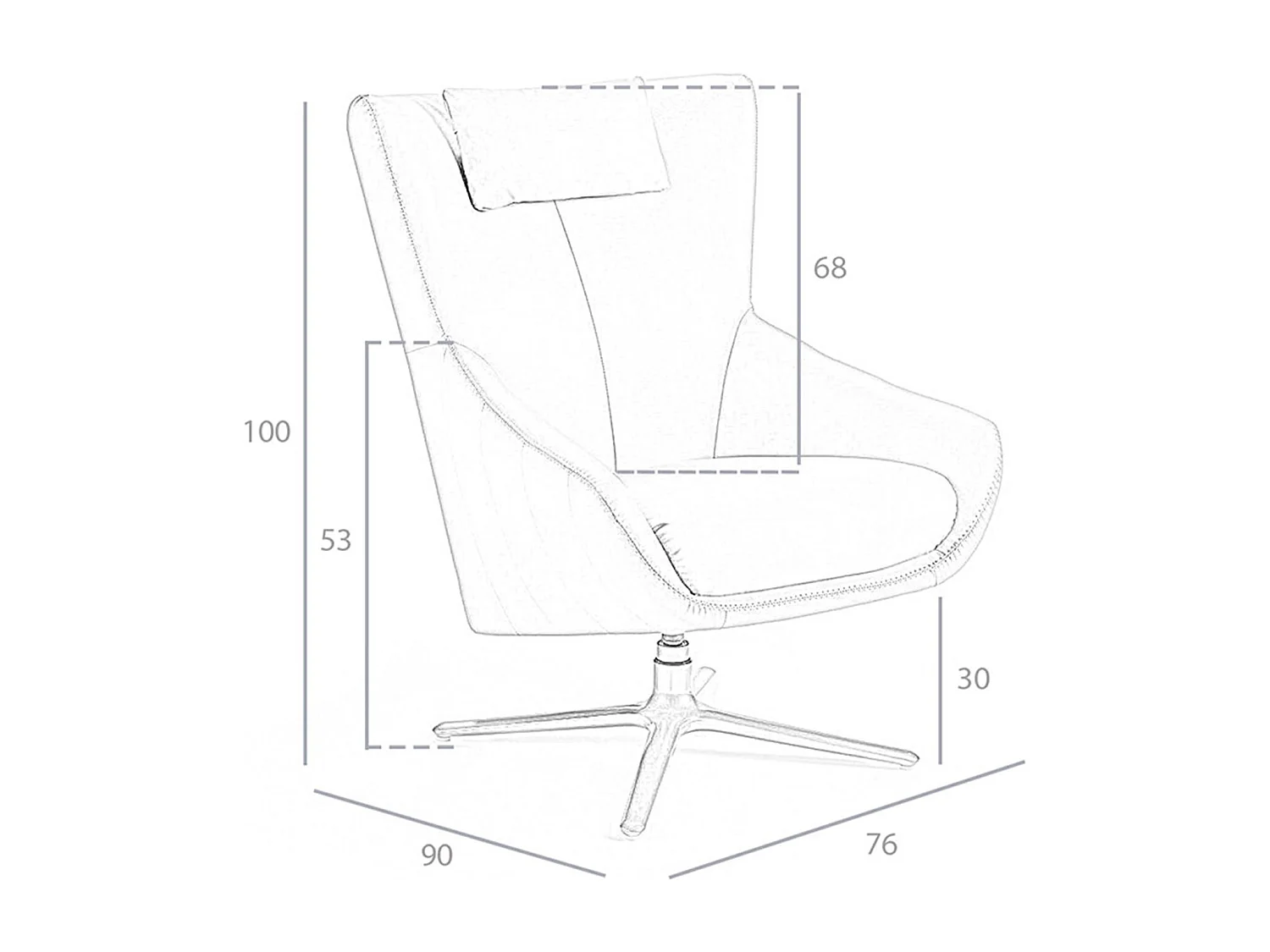 Cognac bruine leren draaifauteuil 5089 ANGEL CERDA