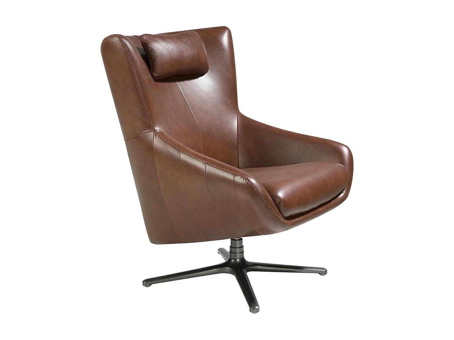Fauteuil pivotant en cuir brun cognac 5089 ANGEL CERDA