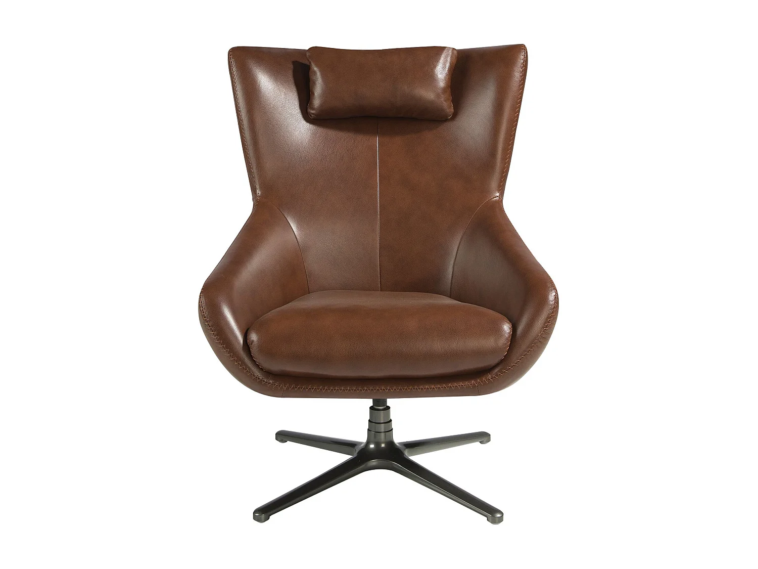 Fauteuil pivotant en cuir brun cognac 5089 ANGEL CERDA