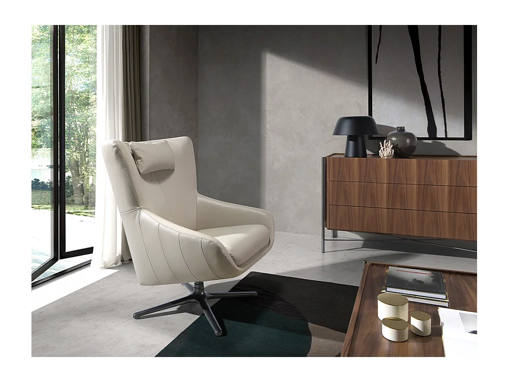 Leren draaifauteuil met afneembaar kussen 5090 ANGEL CERDA