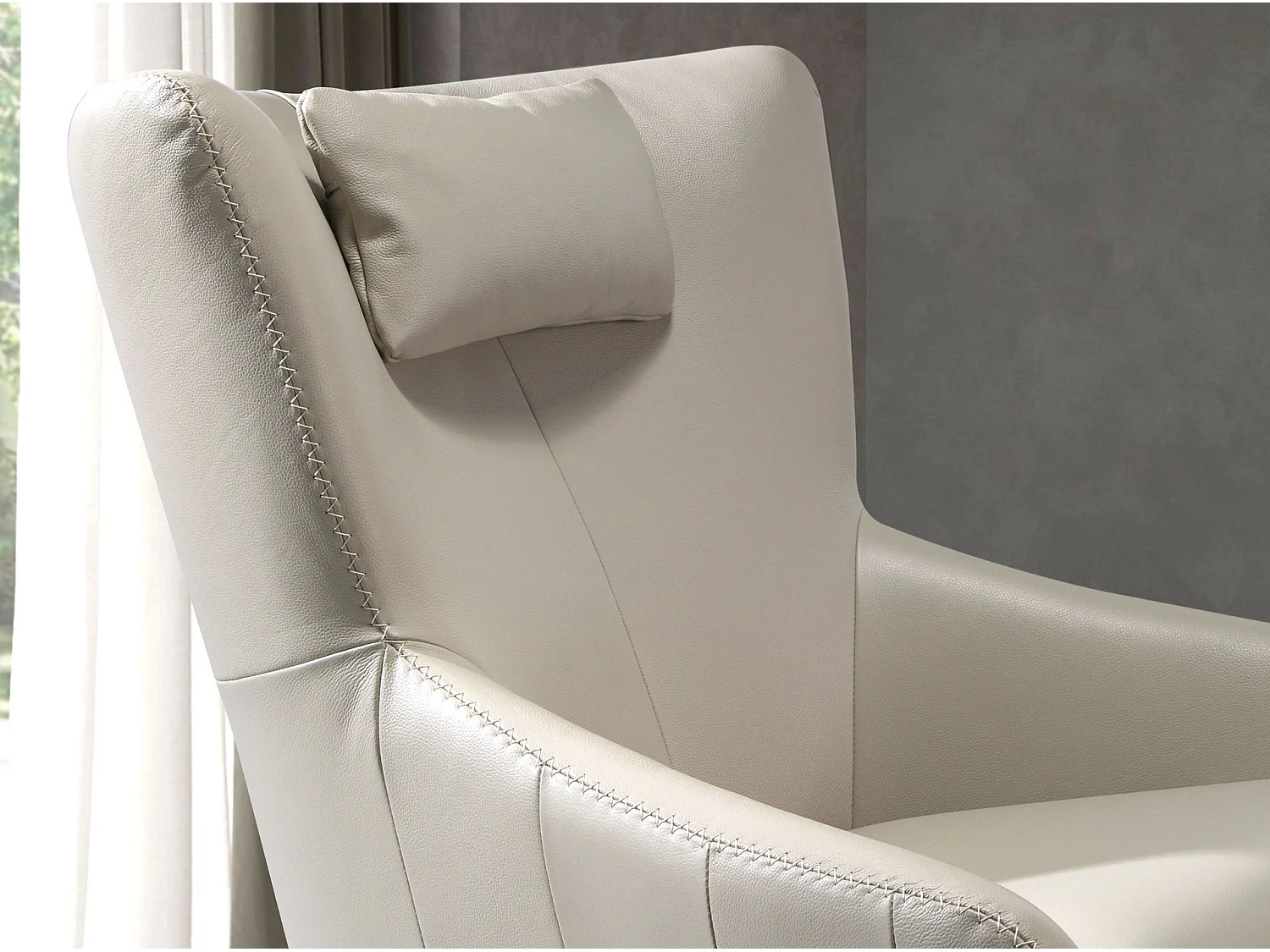 Grey taupe leather swivel armchair 5090 ANGEL CERDA