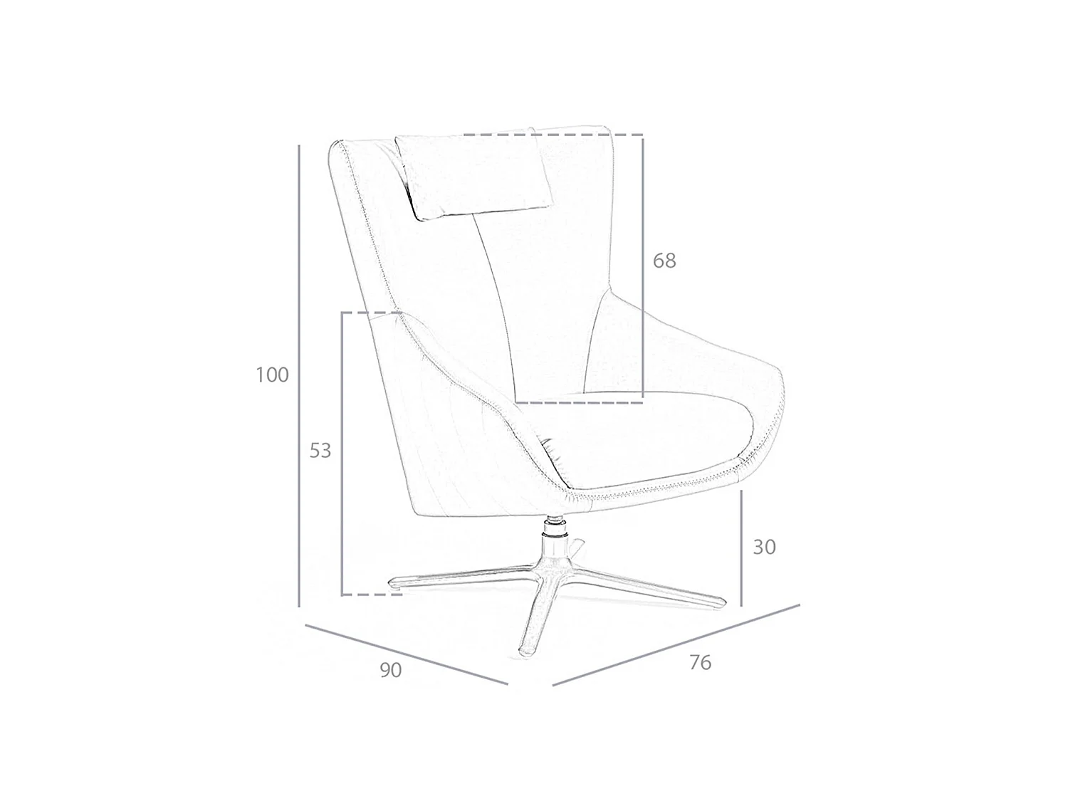 Grey taupe leather swivel armchair 5090 ANGEL CERDA