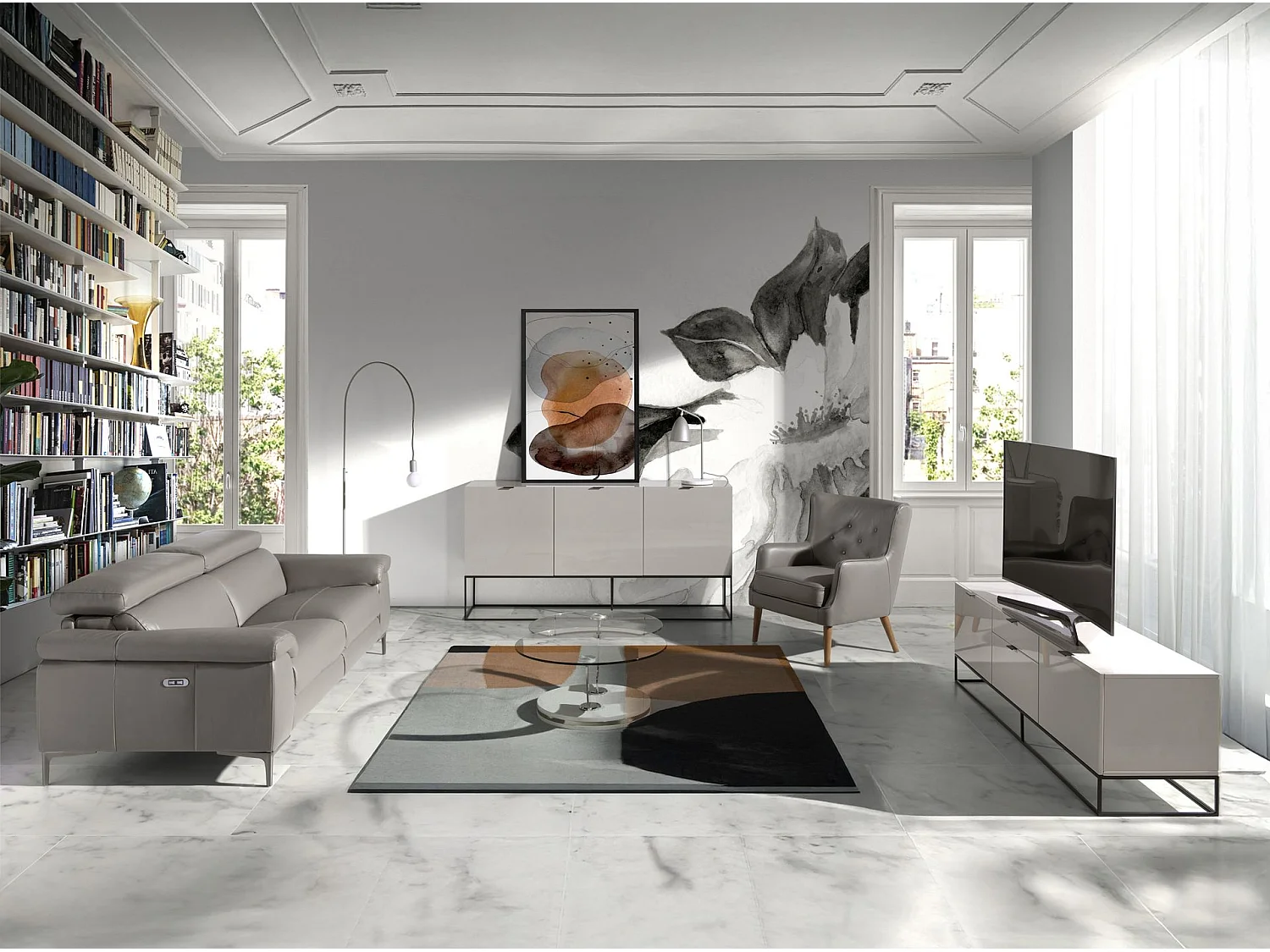 Fauteuil Chester cuir gris foncé 5085 ANGEL CERDA