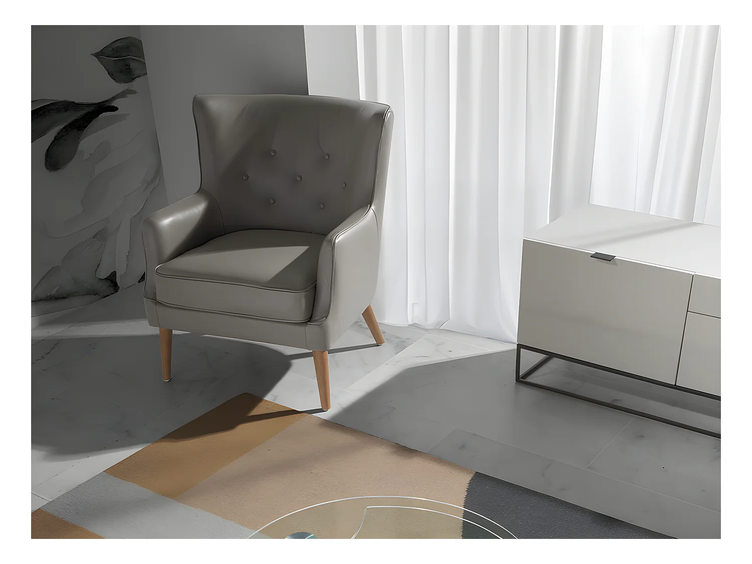 Fauteuil rembourré en cuir 5085 ANGEL CERDA