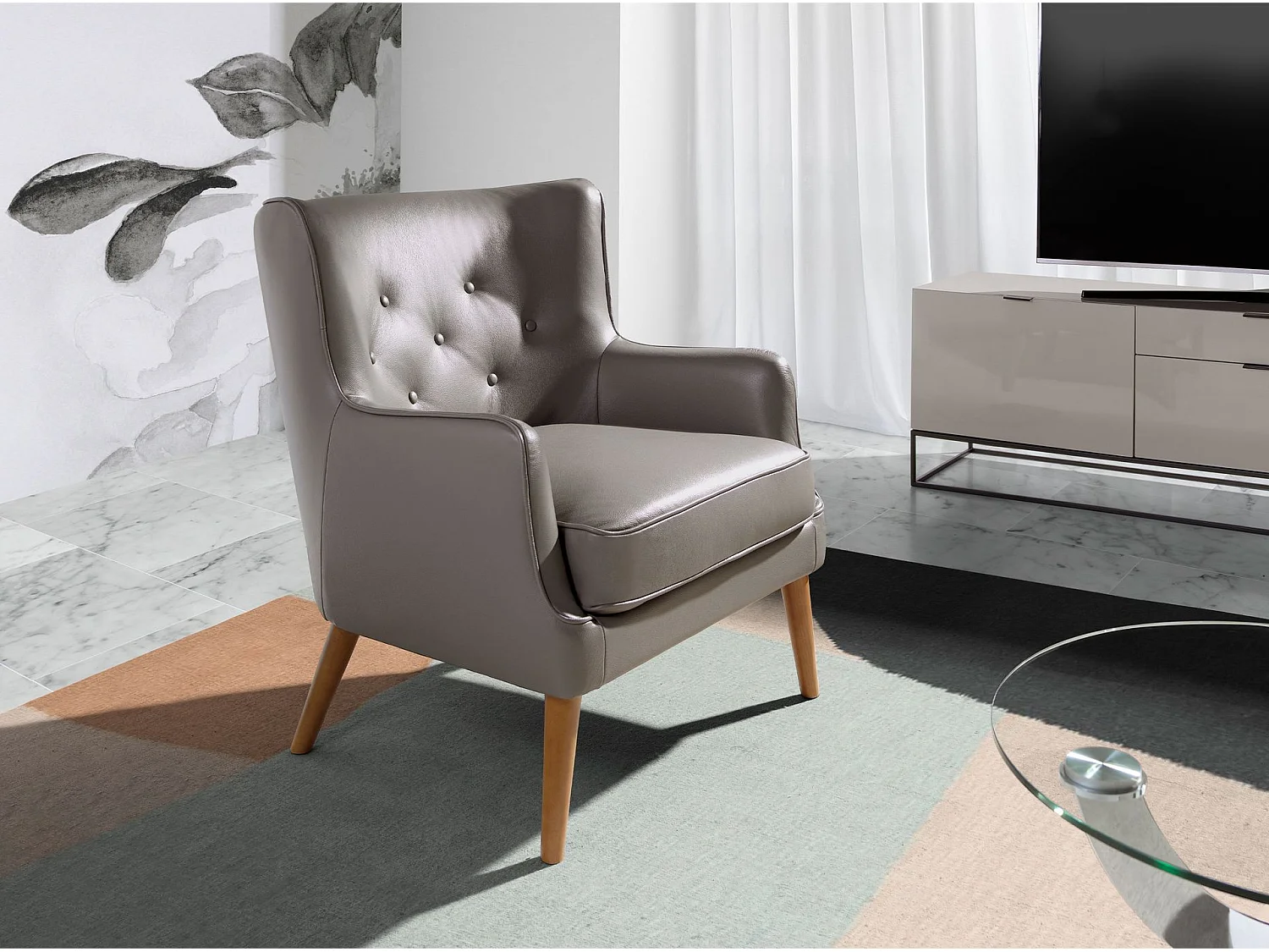 Fauteuil Chester cuir gris foncé 5085 ANGEL CERDA
