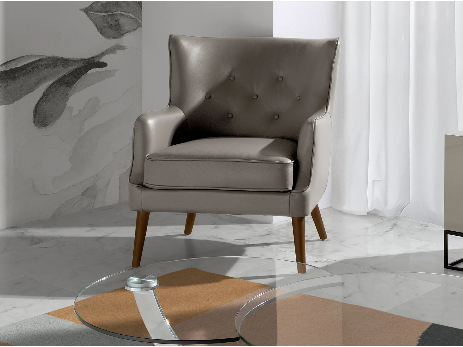 Fauteuil Chester cuir gris foncé 5085 ANGEL CERDA