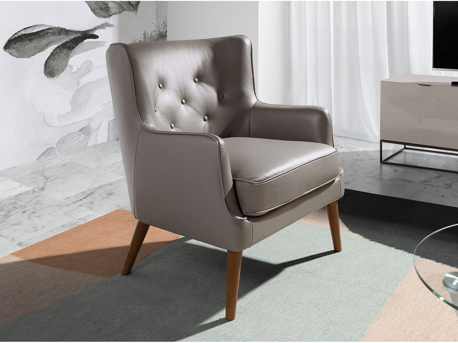 Chester Sessel dunkelgrau Leder 5085 ANGEL CERDA