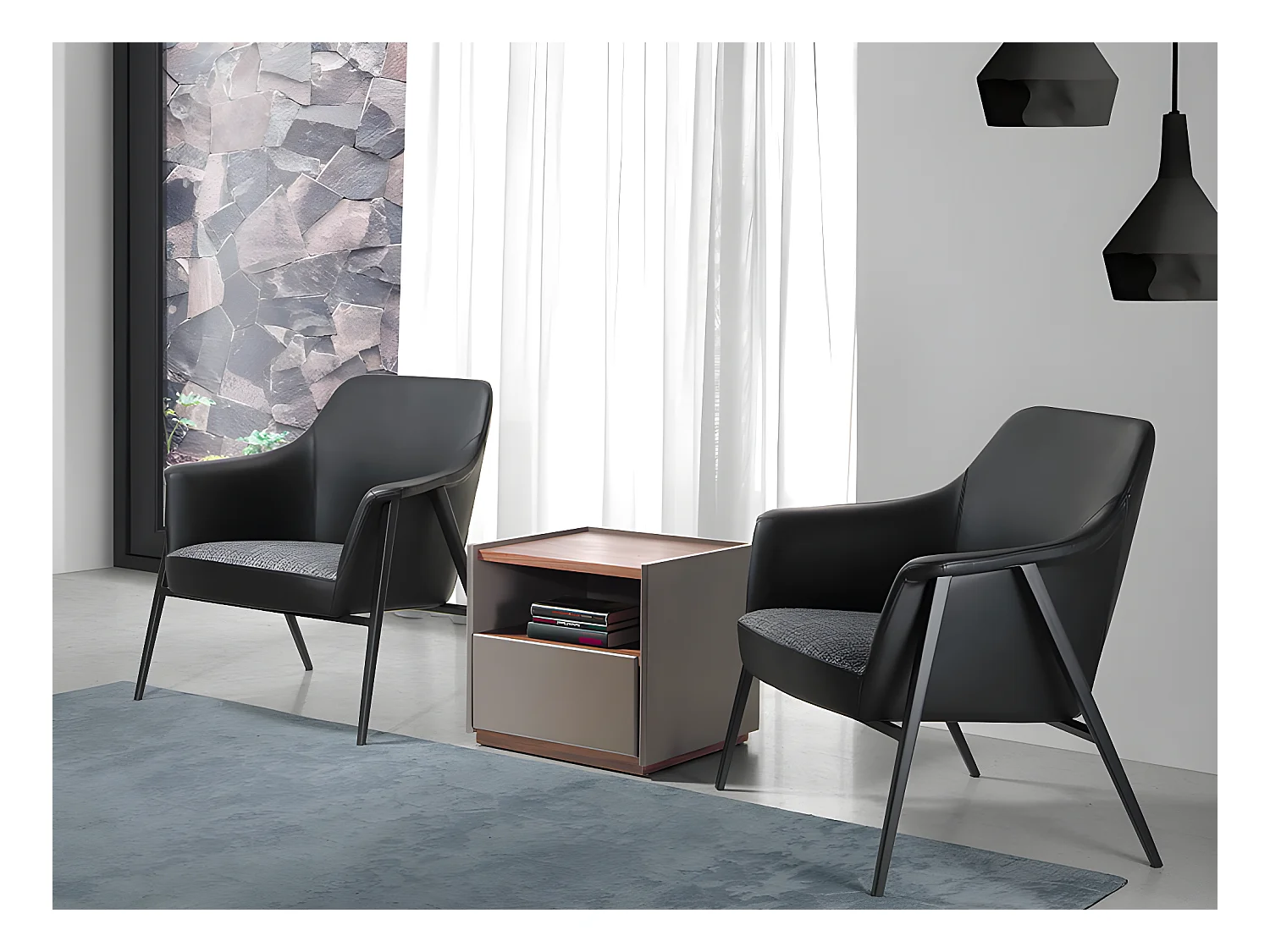 Sessel aus schwarzem Stoff und Öko-Leder  5080 ANGEL CERDA