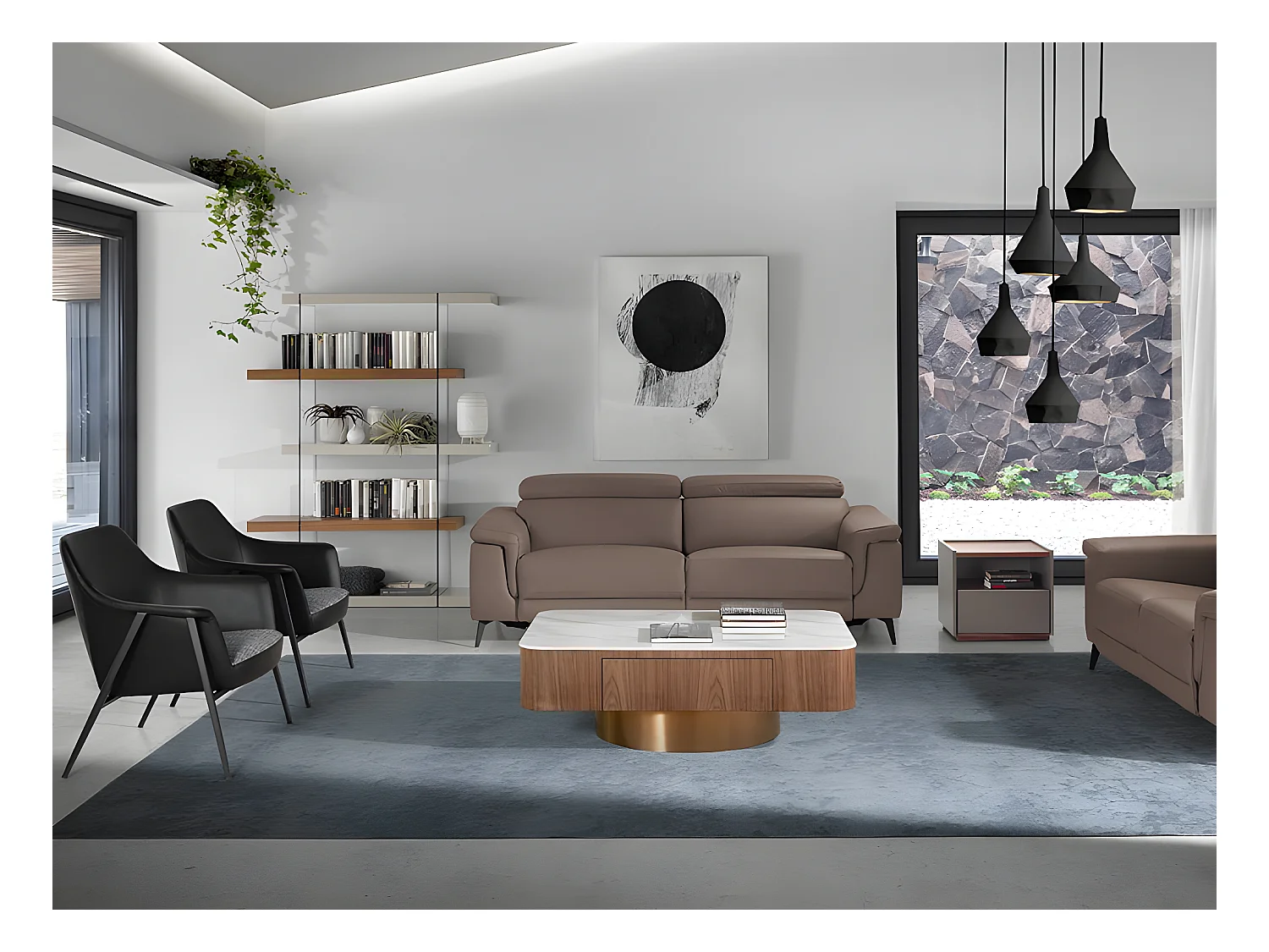 Sessel aus schwarzem Stoff und Öko-Leder  5080 ANGEL CERDA