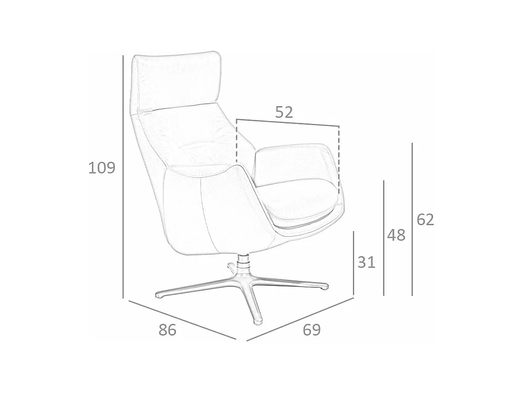 Fauteuil pivotant inclinable en cuir gris 5092 ANGEL CERDA