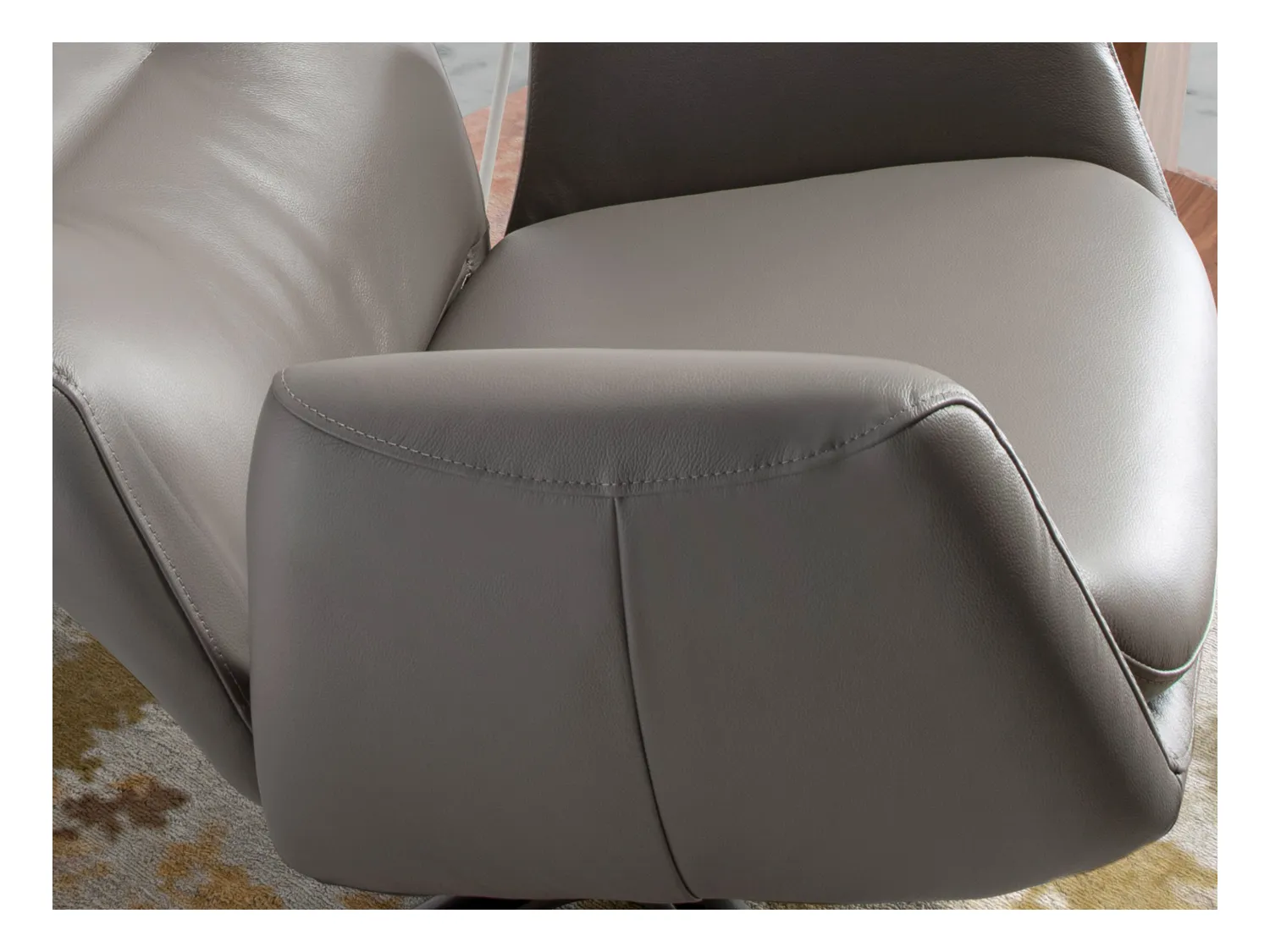 Grauer Leder-Drehsessel mit Liegefunktion  5092 ANGEL CERDA