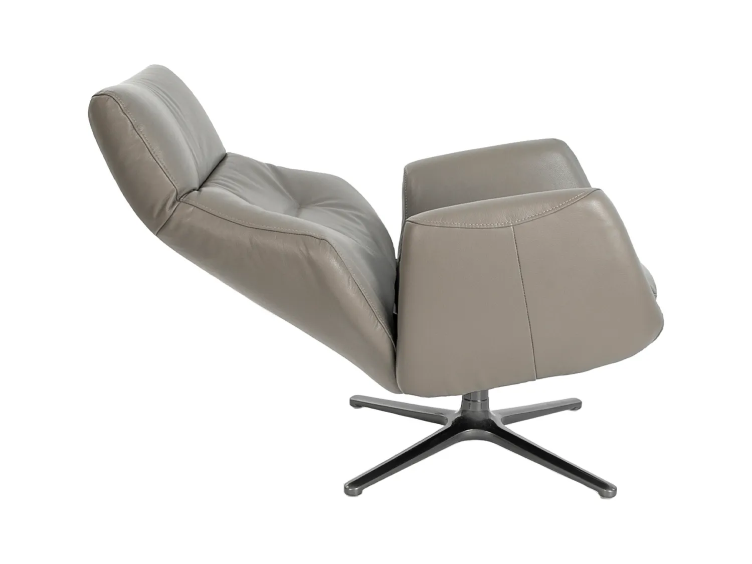 Grauer Leder-Drehsessel mit Liegefunktion  5092 ANGEL CERDA