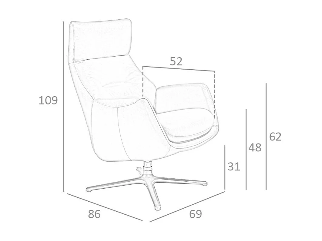 Fauteuil pivotant en cuir gris foncé 5092 ANGEL CERDA