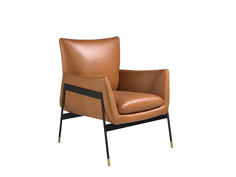 Brauner ledergepolsterter Drehsessel  5091 ANGEL CERDA