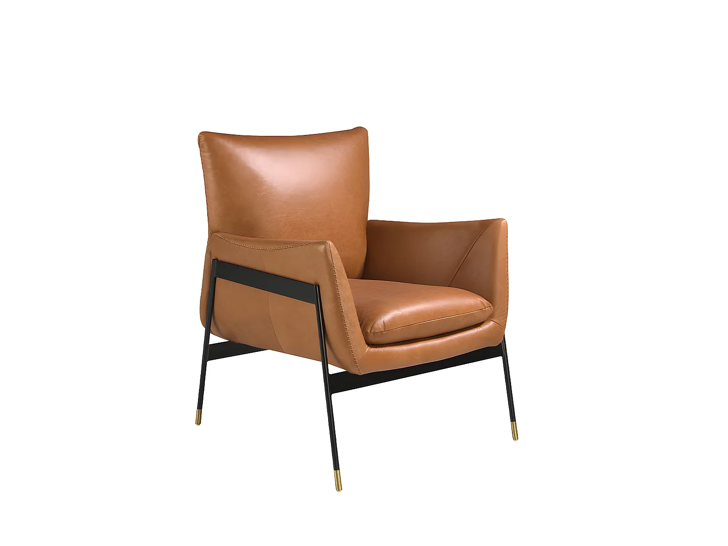 Fauteuil pivotant tapissé de cuir brun 5091 ANGEL CERDA