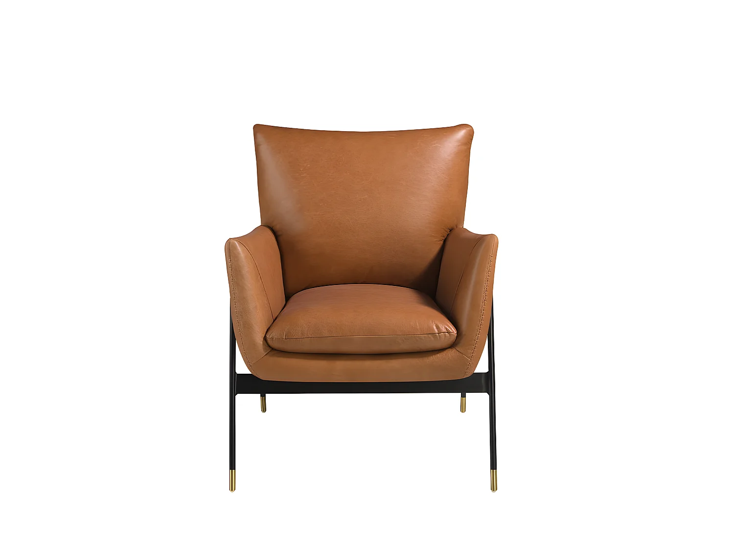 Fauteuil pivotant tapissé de cuir brun 5091 ANGEL CERDA