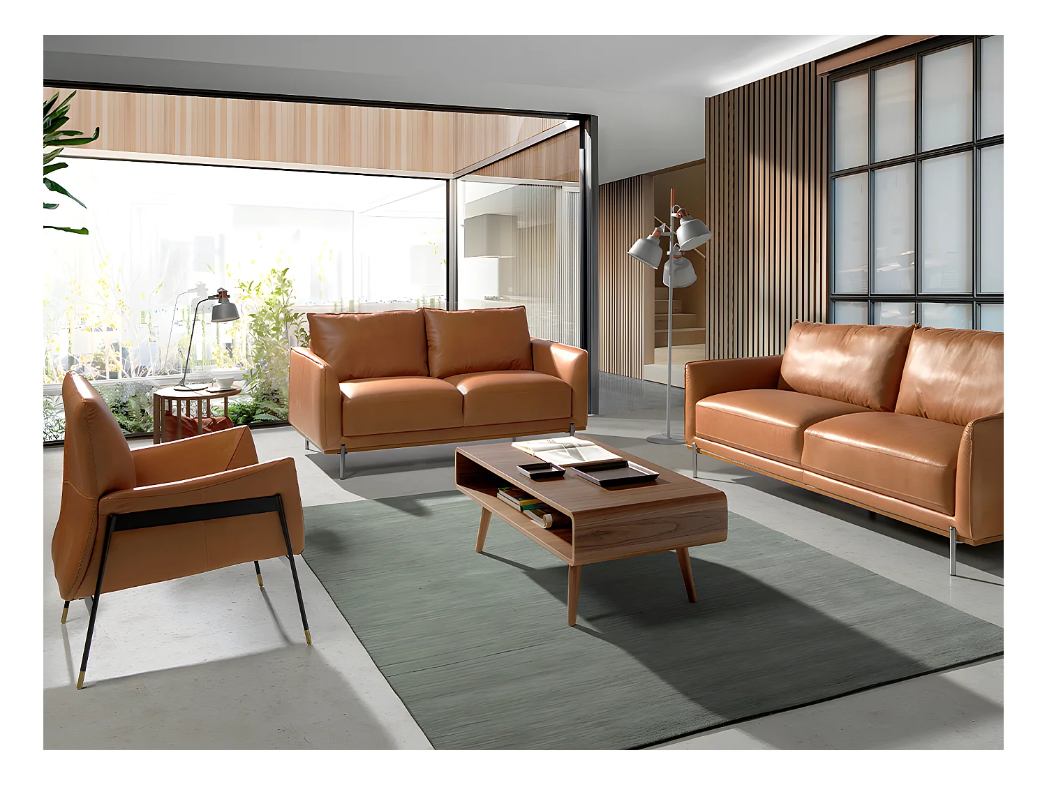 Fauteuil pivotant tapissé de cuir brun 5091 ANGEL CERDA