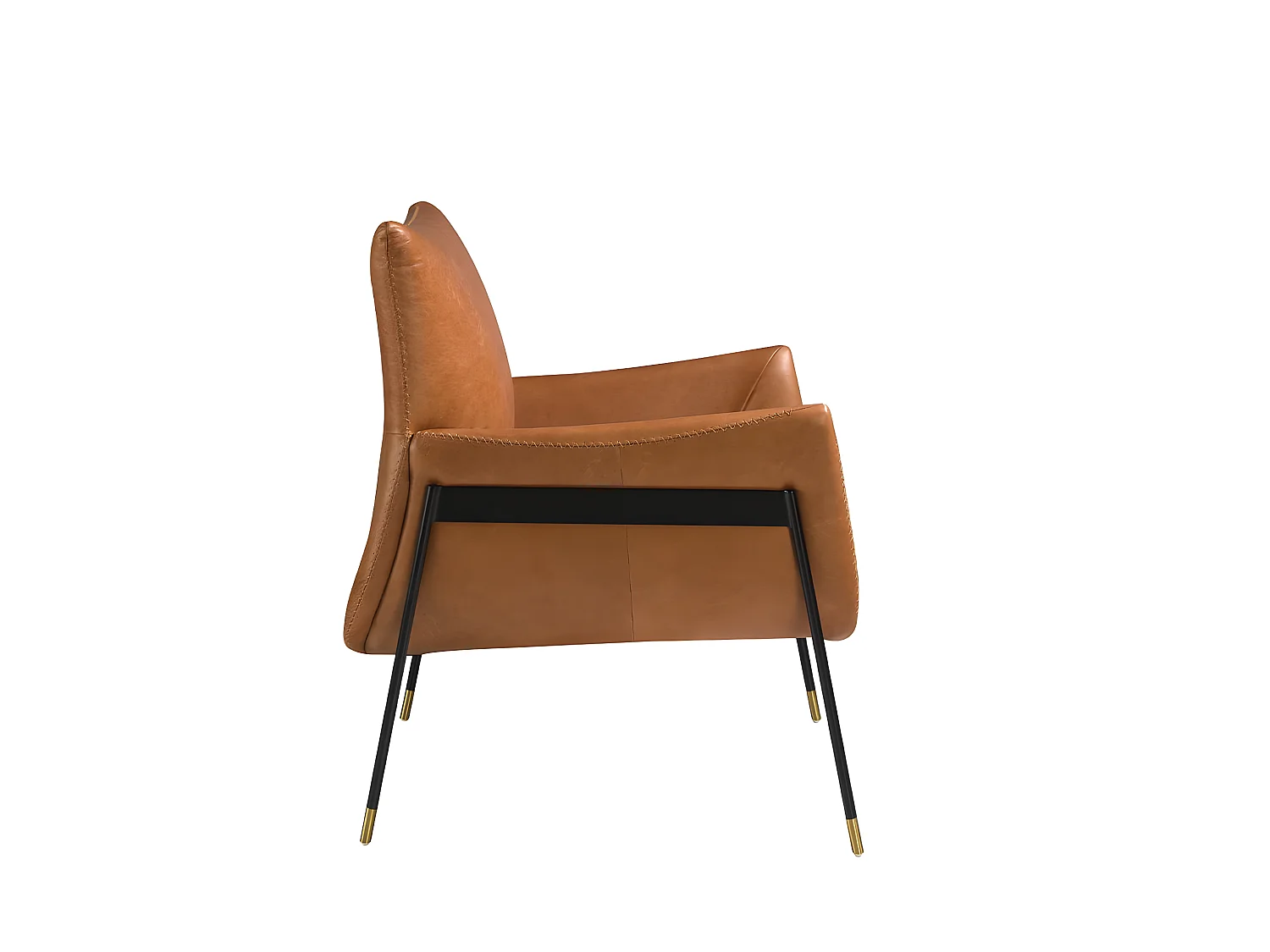 Fauteuil pivotant tapissé de cuir brun 5091 ANGEL CERDA