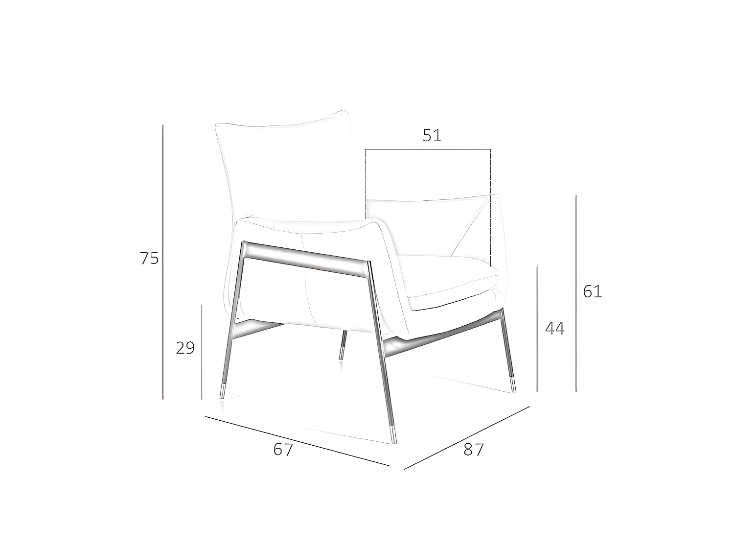 Fauteuil pivotant tapissé de cuir brun 5091 ANGEL CERDA