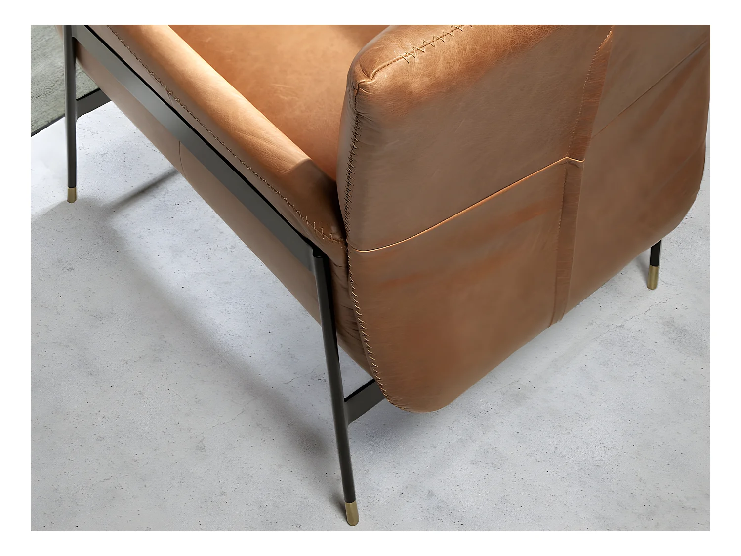 Fauteuil pivotant tapissé de cuir brun 5091 ANGEL CERDA