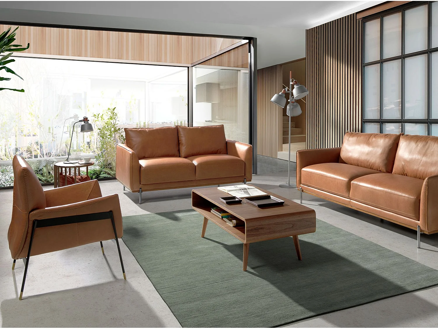 Fauteuil pivotant en cuir brun 5091 ANGEL CERDA