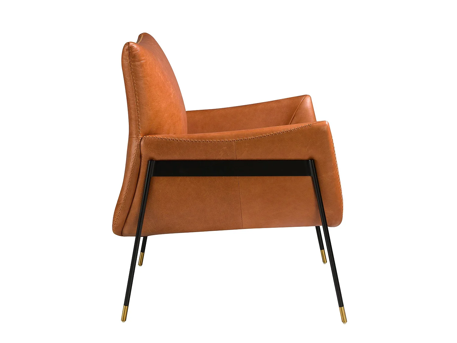 Fauteuil pivotant tapissé de cuir brun 5091 ANGEL CERDA