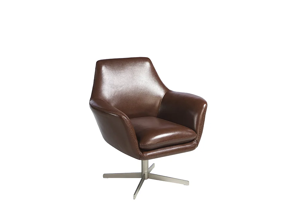 Sillón giratorio de piel y acero pulido  5093 ANGEL CERDA