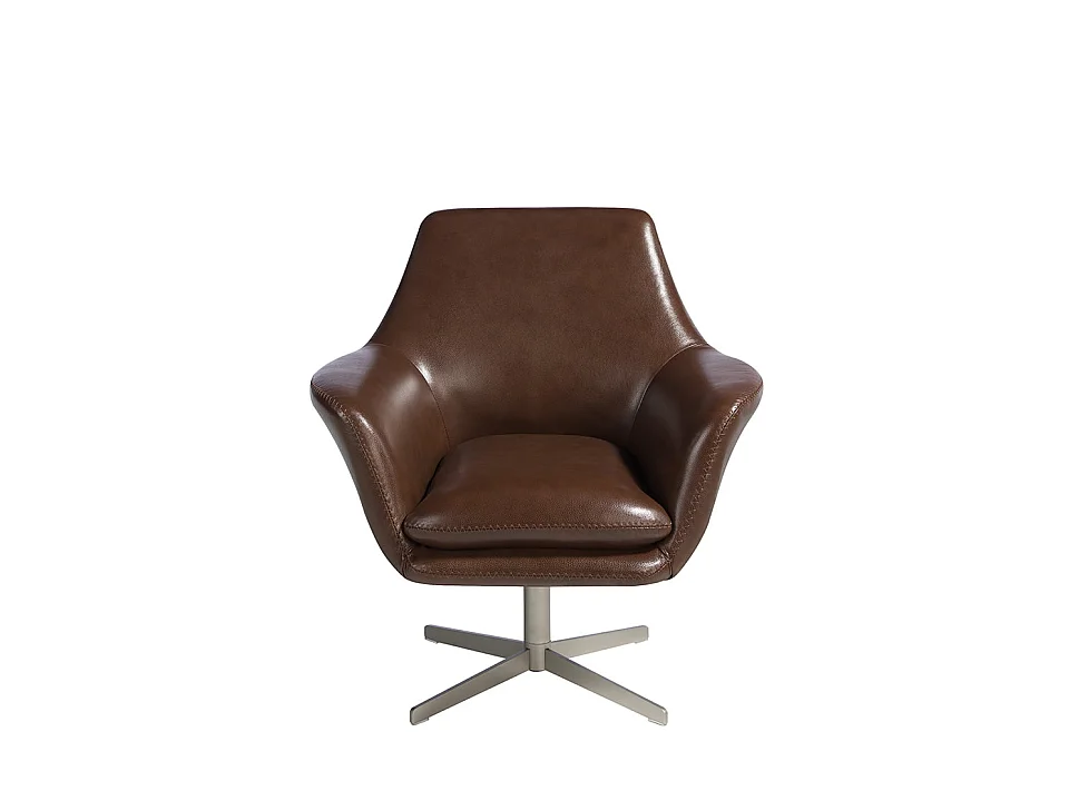 Sillón giratorio de piel y acero pulido  5093 ANGEL CERDA